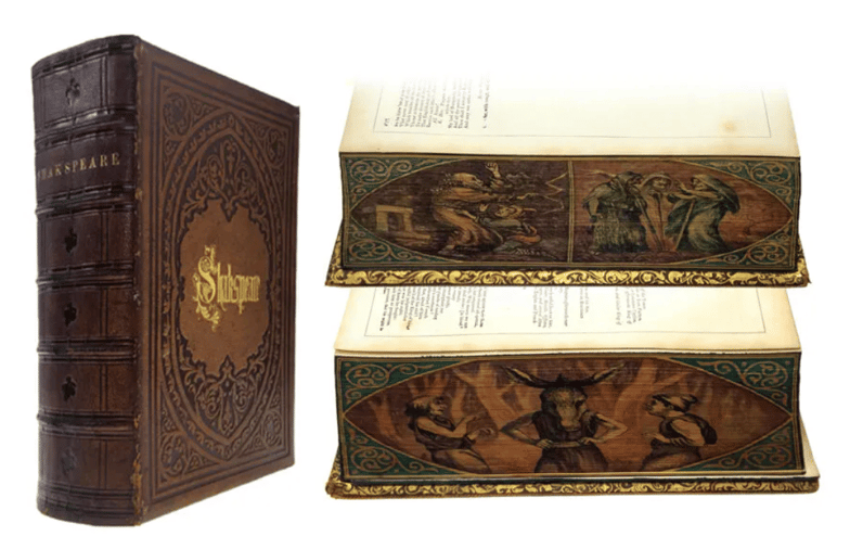 Sublime exemple d'une édition datant de 1870 avec une illustration de Macbeth, Le songe d'une Nuit d'été et Hamlet de Shakespeare.  