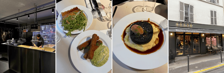 roulé saucisse / croquettes / boudin noir et purée