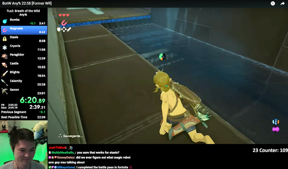 Breath of the Wild speedrun sur Youtube