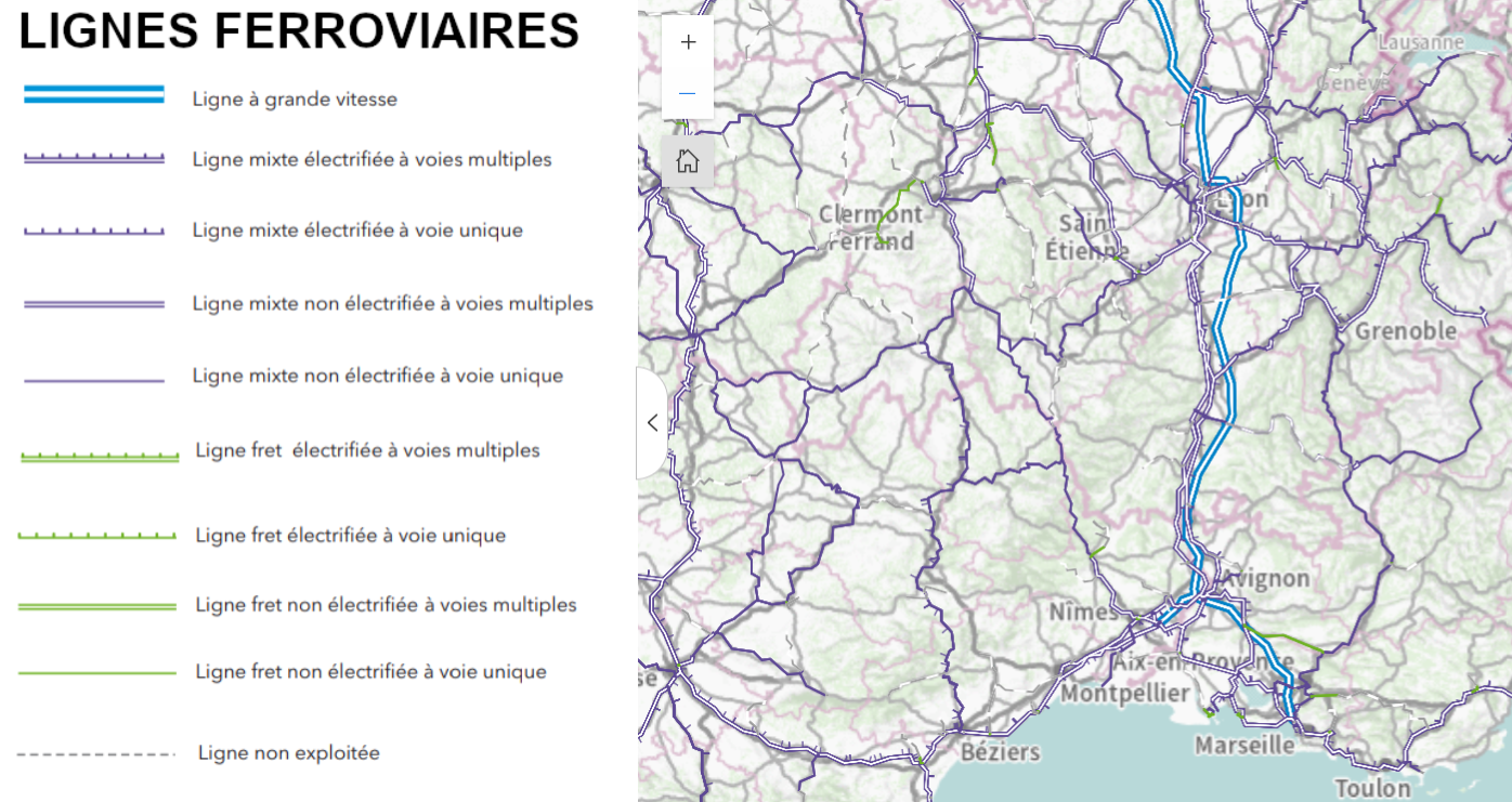 Carte interactive du réseau ferré national https://www.sncf-reseau.com/fr/cartes/carte-interactive-reseau-ferre-national
