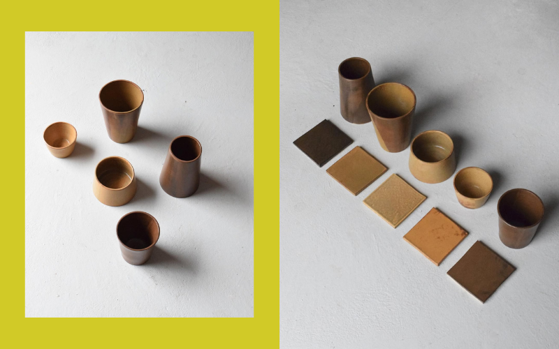 En variant les proportions des cendres et des sédiments marins,  les teintes changent. 100% made in Gironde.