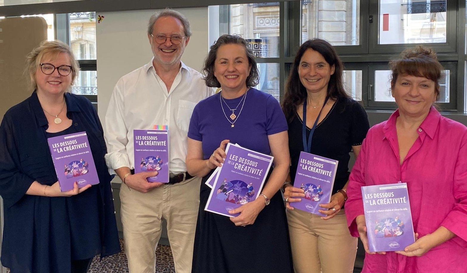 Sylvie Bernard-Curie, Michel Dalonneau, Catherine Champeyrol, Sabine Ruaud, Nathalie Fleck, 5 des coauteurs de l'ouvrage " Les dessous de la créativité" 2025 éditions Ellipses. 