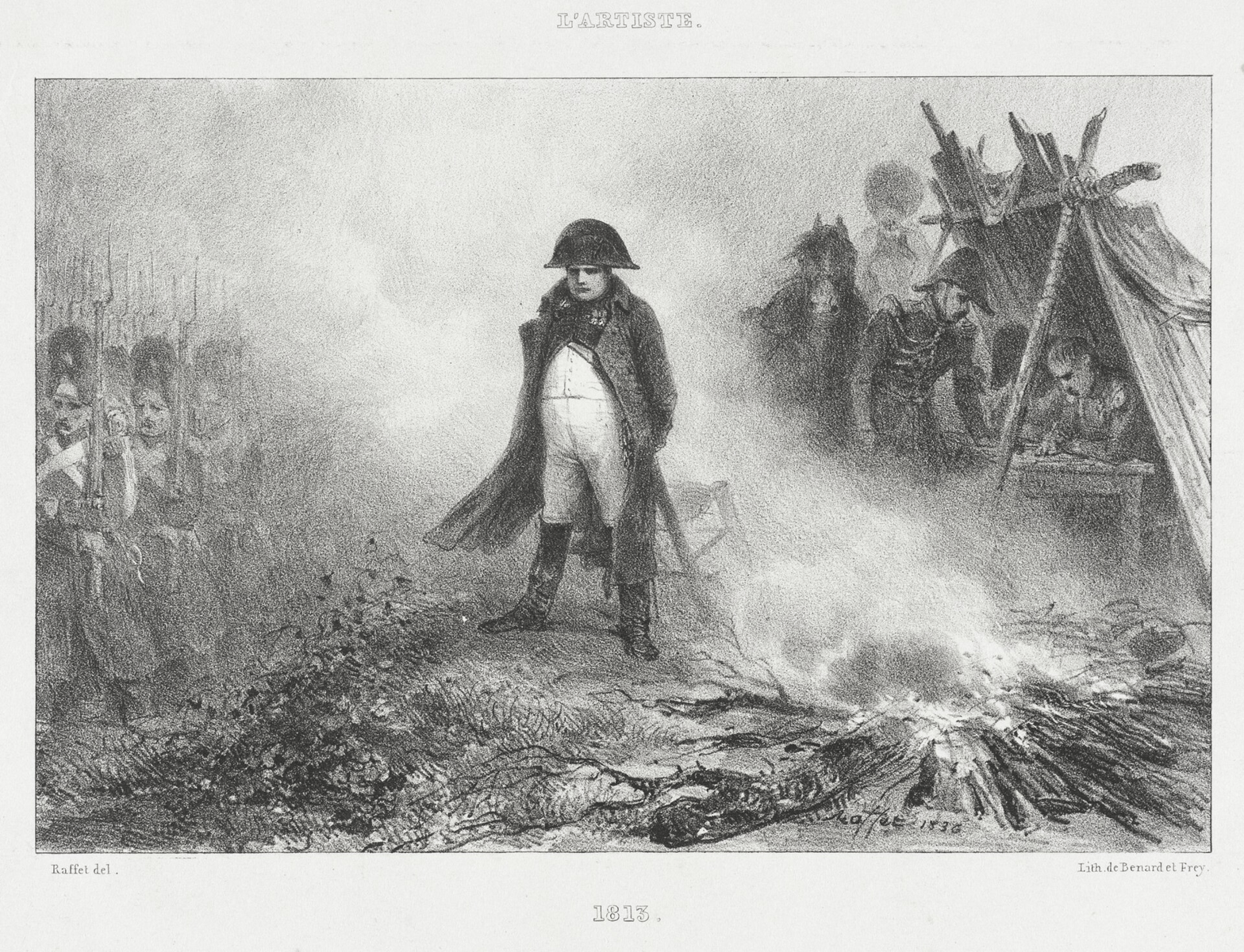 1813 : lithographie d'Auguste Raffet. Crédits : Musée d'Art du comté de Los Angeles, Public domain, via Wikimedia Commons