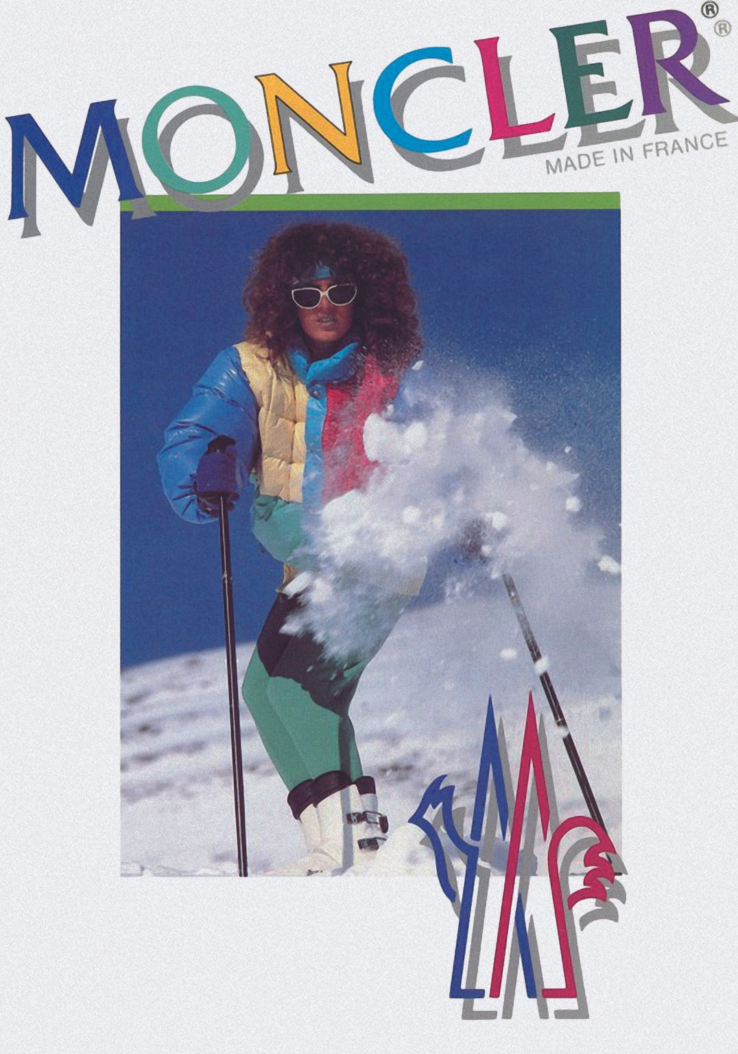 Publicité Moncler dans les années 1980. Crédits : Moncler
