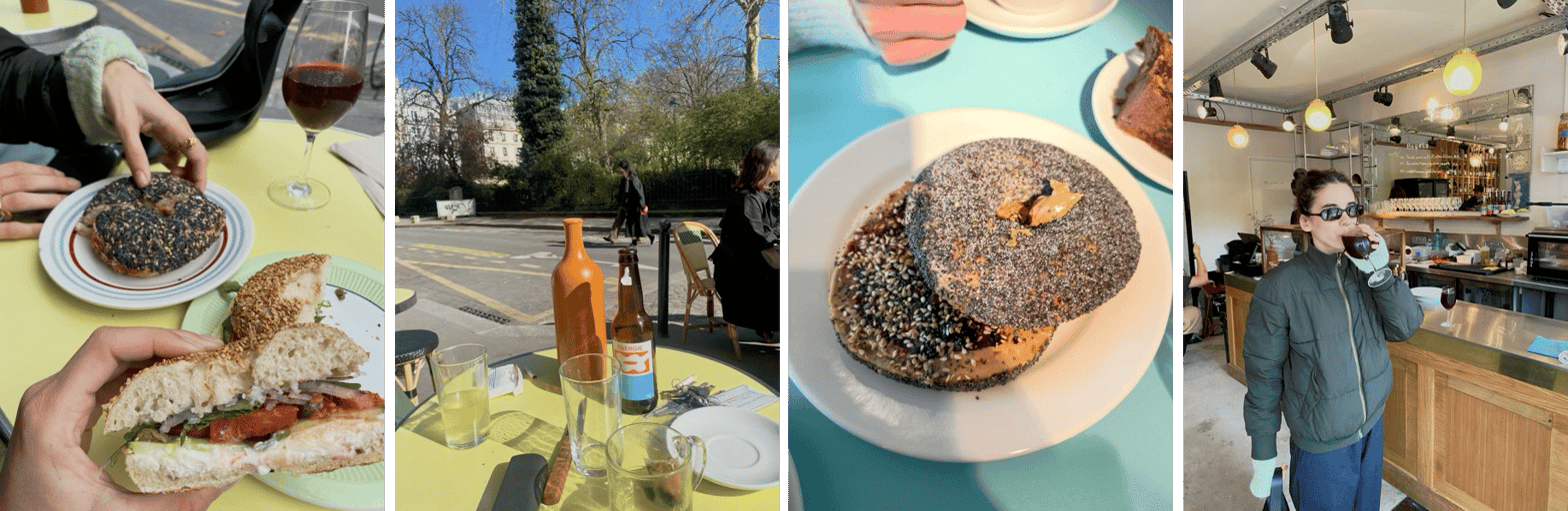 bagels salés / la vue / bagel sucré peanut butter et confiture / ma soeur et productrice ft. le jus à l'hibiscus