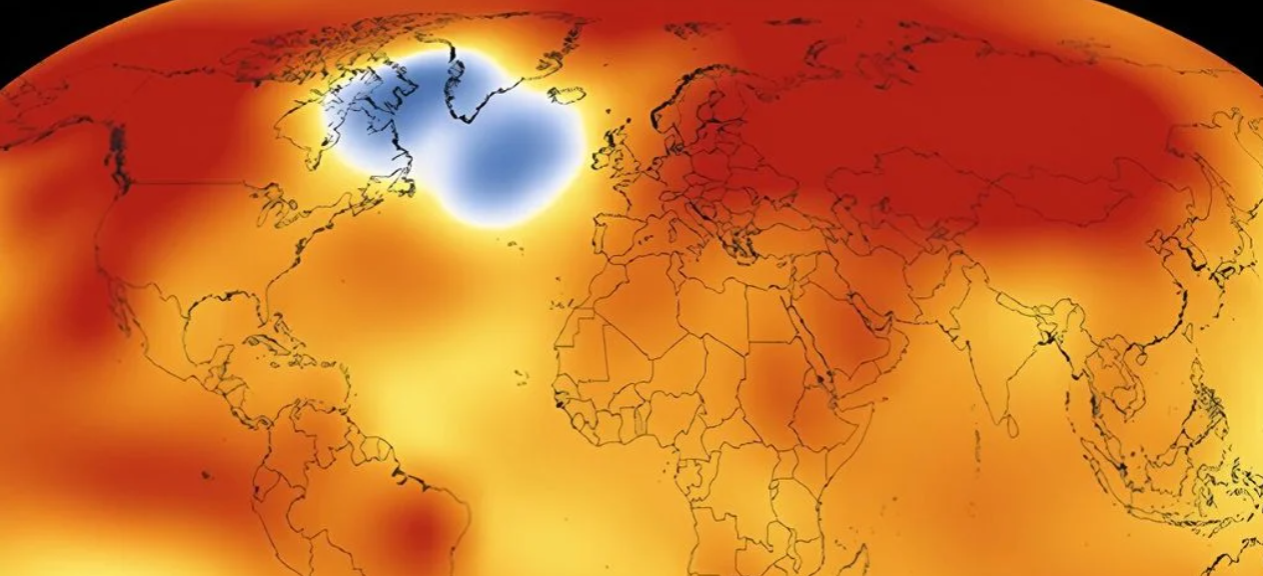 Le “cold blob” apparaissait déjà dans ces prévisions des températures moyennes en 2015 (NASA Scientific Visualization Studio/Goddard Space Flight Center)