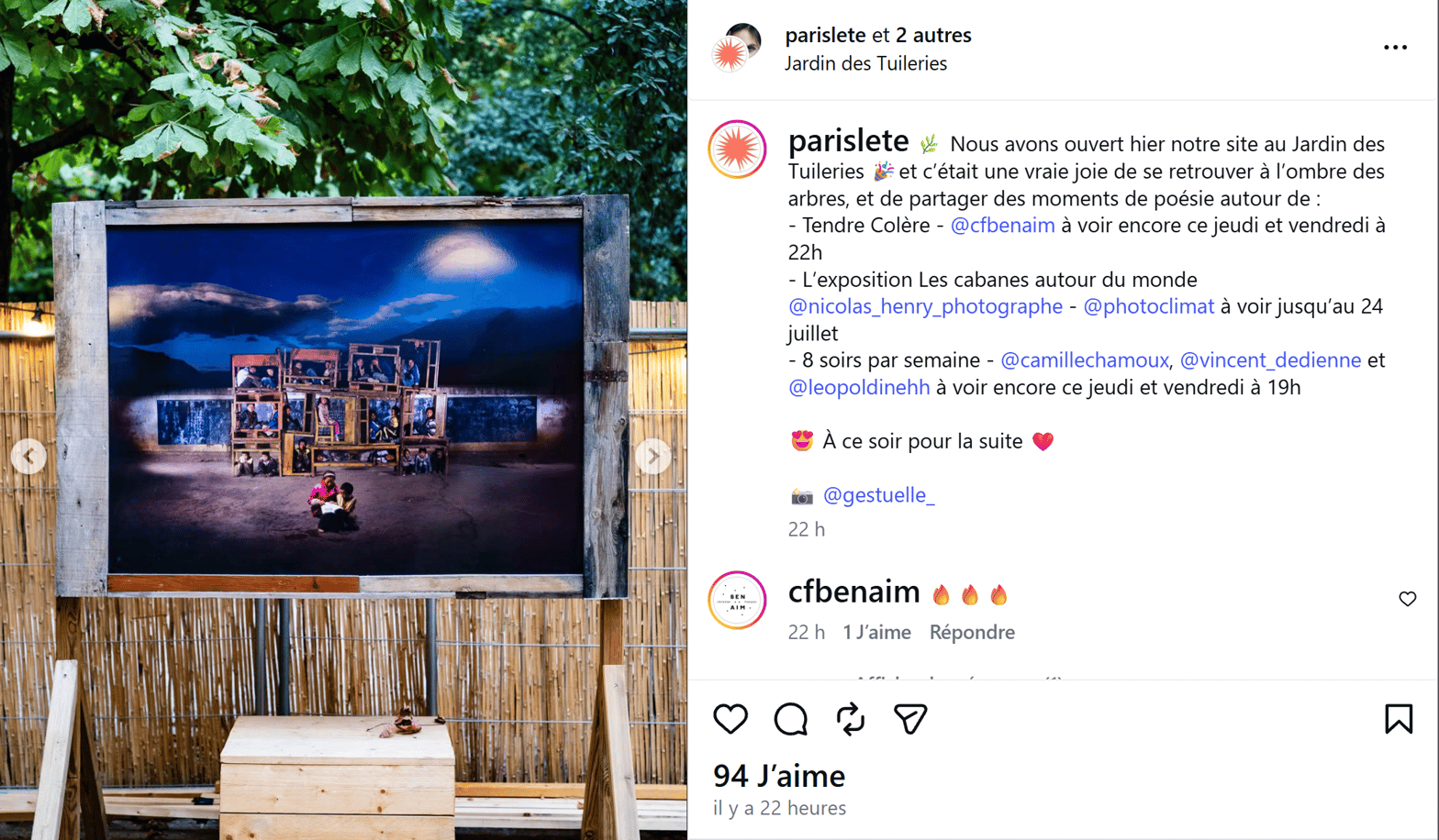 Post Instagram du 16 juillet 2026
