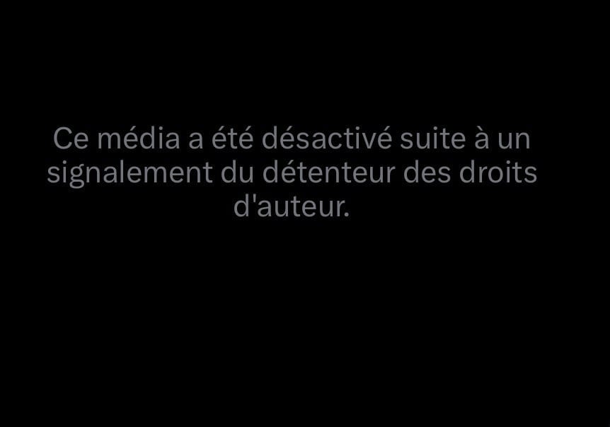 Capture d’écran d’un compte X qui a été signalé pour droits d’auteurs  